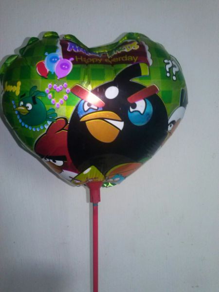 Balão Metalizado Bird Coração Mesa 21 Cm E Vareta