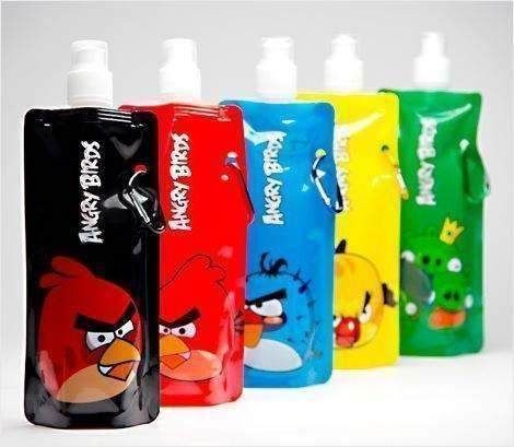 Garrafa Aguá Dobrável Angry Birds Squeeze 480ml Reutilizável